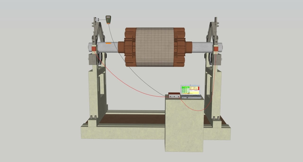 Initial vibration measurement on a rotor — Balanset-1A screen showing baseline readings
